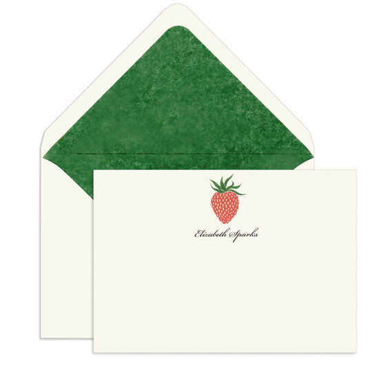 Elegant Flat Note Cards with Strawberry